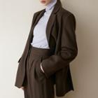 Single-breasted Tab-waist Jacket Dark Brown - One Size