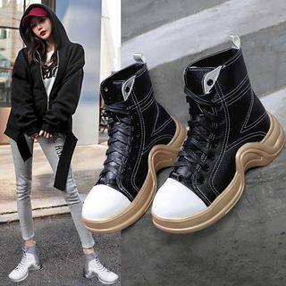Lace-up High-top Platform Sneakers