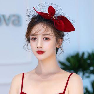 Wedding Bow Mesh Headpiece Red - One Size