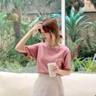 Embroidered Cotton T-shirt Pink - One Size
