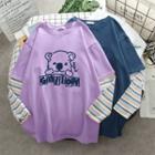 Long-sleeve Mock Two-piece Koala Print T-shirt