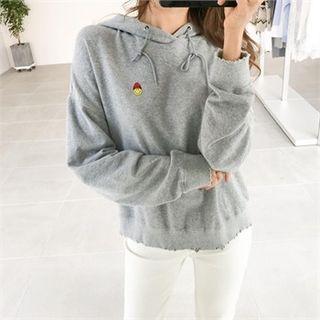 Smile Emoji Distressed Hoodie