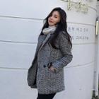 One-button Herringbone Wool Blend Jacket