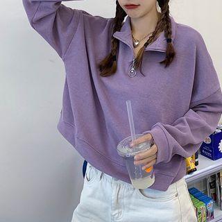 Half-zip Long Sleeve Cropped Top