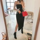 Slit-side Maxi Tube Dress