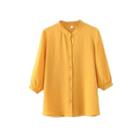 Stand Collar 3/4-sleeve Chiffon Blouse