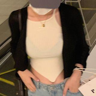 Asymmetrical Cropped Camisole Top / Plain Cardigan
