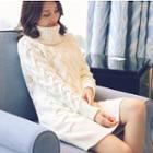 Turtleneck Long-sleeve Chunky Knit Dress