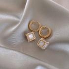 Hoop Cube Drop Earring 1 Pair - Gold - One Size