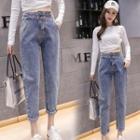 Straight Fit Cropped Harem Jeans