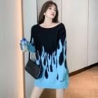Drip Print Sweater Blue - One Size