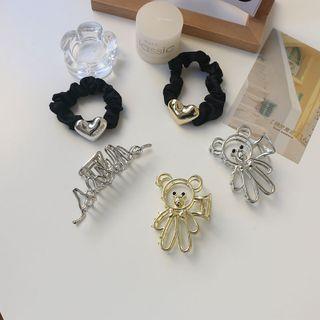 Bear Alloy Hair Clamp / Heart Scrunchie