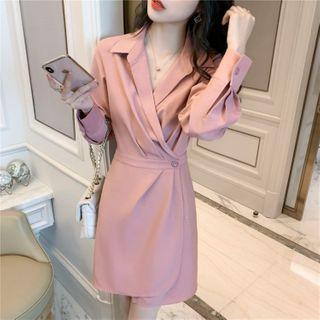 Plain Shirred Mini A-line Shirtdress