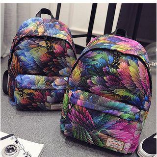 Feather Print Backpack
