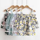 Print Open Shoulder Short-sleeve Top