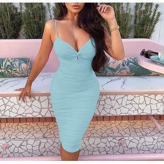 Spaghetti-strap V-neck Sheath Dress