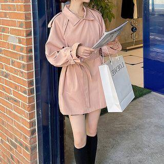 Long-sleeve Collated Plain Dress