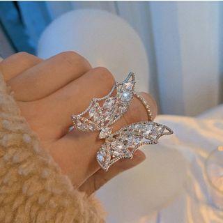 Rhinestone Butterfly Open Ring Ring - Zircon - Butterfly - One Size