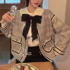 Single-breasted Jacket / Collared Blouse / Ribbon Bow-tie