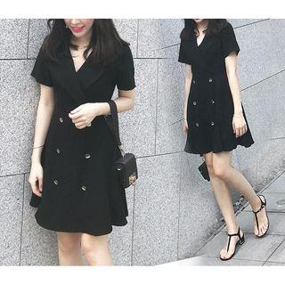 Double Breasted Short-sleeve A-line Dress