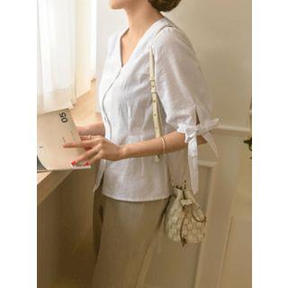 Tie-cuff Pleated Blouse