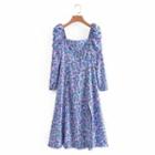 Long Sleeve Floral Midi A-line Dress