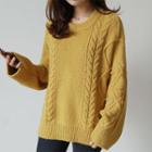 Drop-shoulder Oversized Cable-knit Sweater
