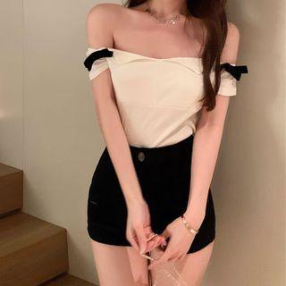 Off Shoulder Bow Accent Top