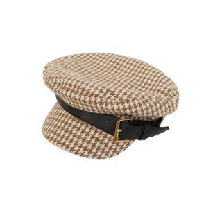 Belted-detail Houndstooth Beret