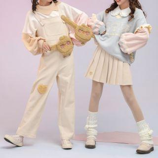 Puff-sleeve Sweater / Pleated Mini Skirt / Jumper Pants
