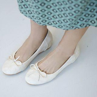 Beribboned Suedette Flats