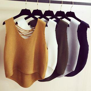 Cross Back Sleeveless Knit Top