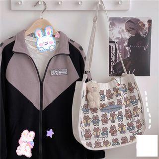 Cartoon Bear Print Crossbody Tote Bag