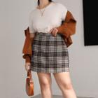 Plus Size Plaid Mini A-line Skirt