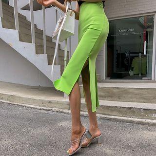Cutaway H-line Midi Skirt