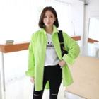 Neon Dip-back Corduroy Shirt Neon Green - One Size