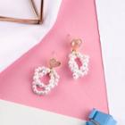 Faux Pearl & Heart Dangle Earring 180208-ean - Faux Pearl & Heart - Pink - One Size