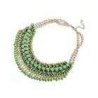 Elegant And Fashion Plated Gold Geometry Tassel Green Necklace Golden - One Size
