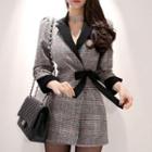 Notch Lapel Plaid Long-sleeve Playsuit