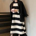Midi Long-sleeve Striped T-shirt Dress