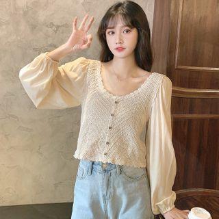 Balloon-sleeve Cropped Top