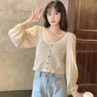 Balloon-sleeve Cropped Top