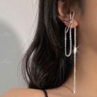 Knot Rhinestone Fringed Earring 1 Pair - A3181 - Silver - One Size