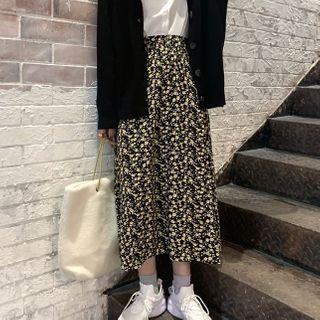 Floral Chiffon A-line Midi Skirt As Shown In Figure - One Size