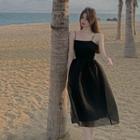 Spaghetti Strap Midi A-line Mesh Skirt