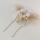 Faux Pearl Organza Earring 1 Pair - White & Beige - One Size