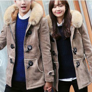 Couple Matching Furry Hooded Long Coat