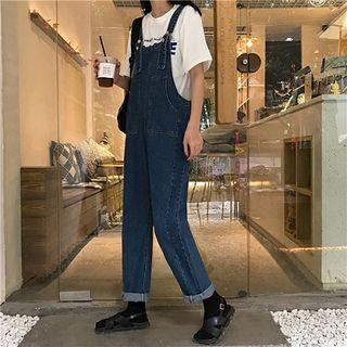 Plain Denim Strappy Cropped Pants