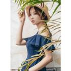 Off-shoulder Flared Denim Mini Dress