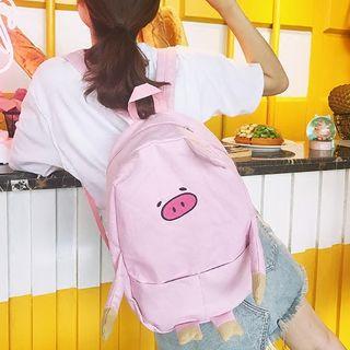 Pig Embroidered Backpack